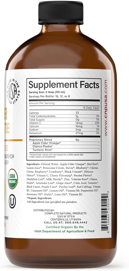 Gallbladder Complete Stone Breaker Liquid 8oz - Organic Gallbladder Support Formula, Apple Cider Vinegar with Turmeric Lemon Hibiscus Chanca Piedra, Sludge Cleanse Aid, Fast Absorbing Made USA Herbal - Image 2