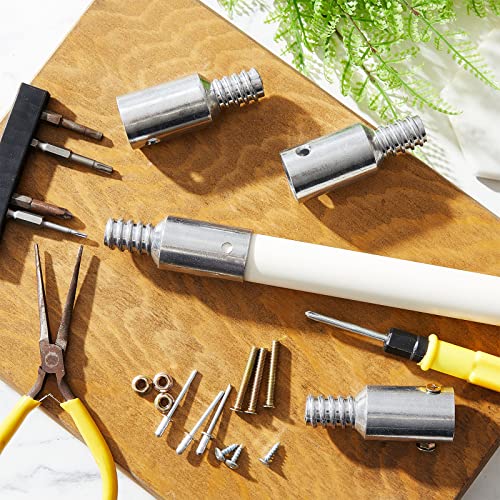 6 Pcs Threaded Tip Replacement Ultra Threaded Tip Repair Kit Pole Handle Replacement Extension Pole Adapter Tips Metal Threaded Handle Tips End Adapter For 1 Inch Wood Metal Pole Stick Mop Broom Brush #TOP6