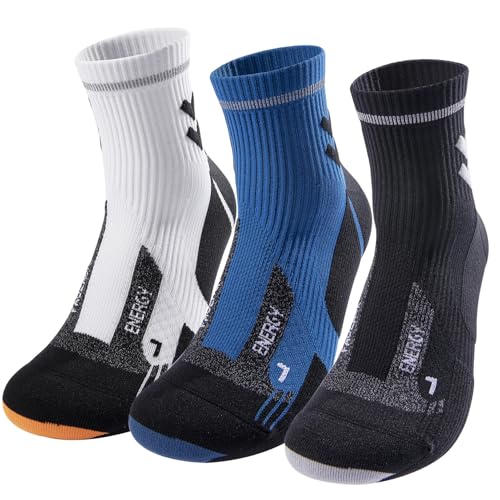 Fauzauk Kompressions Laufsocken Herren Damen Kurze Atmungsaktive Sportsocken Anti-Blasen Sport Socken for Trekking WandernFahrrad 3 Paar 43-46