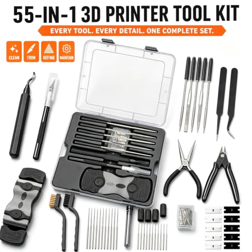3D Printer Tools Kit, 3D Printing Tool Kit with Deburring Tool, Hobby Knife, Files, Scraper-Black-56PCS by QeeaHuuo - Used condition - Image 8