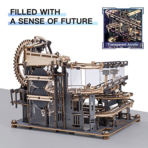 Robotime Mechanical Gear 3D Puzzles, Wooden Puzzle For Adults Engineering Kit Wood Marble Run, Model Building Kit Adult Crafts Hobbies Unique Gifts For Men/Teens #TOP4