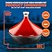 NutriChef Moroccan Tagine Pot for Cooking - Premium Cast Iron Cooking Pot with Stainless Steel Knob and Red Cone-Shaped Porcelain Enameled Lid - 11.6
