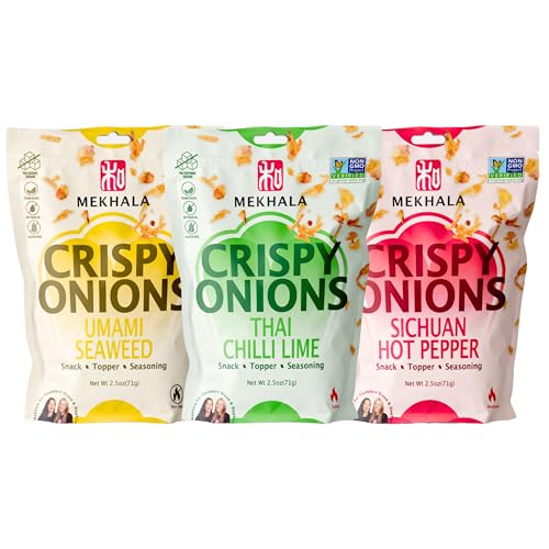 Mekhala Crispy Onions Variety Pack - Salad Toppings Crunchy Fried