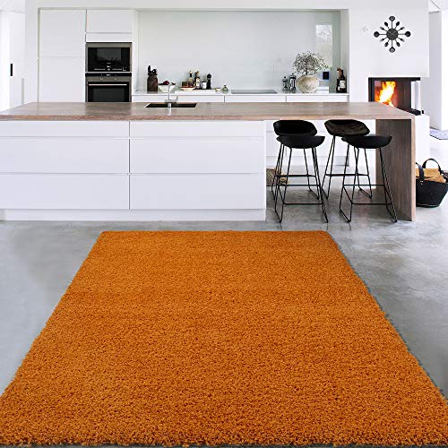 Sweet Home Stores Cozy Shag Collection Orange Solid Shag Rug (3'3"X4'7") Contemporary Living And Bedroom Soft Shaggy Area Rug #TOP2