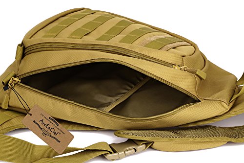 Arcenciel Tactical Sling Pack Military Molle Chest Crossbody Shoulder Bags Motorcycle Bicycle Assault Range Diaper Day Backpack (Black) #TOP7