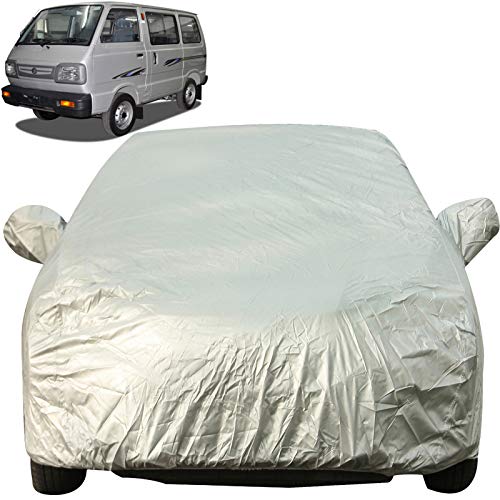 Image of Autofact Waterproof Car Body Cover with Mirror Pockets Compatible for Maruti Van /Omni (Triple Stitched, Bottom Fully Elastic, Light Grey 2 X 2 Matty)