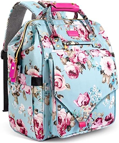 LitBear Diaper Bag Backpack, Large Capacity Multifunction Nappy Bags, Waterproof Baby Bag Floral Insulated Sturdy Travel Maternity Back Pack for Baby Girls with Diaper Pad Bottle Bag (Rose Flower)