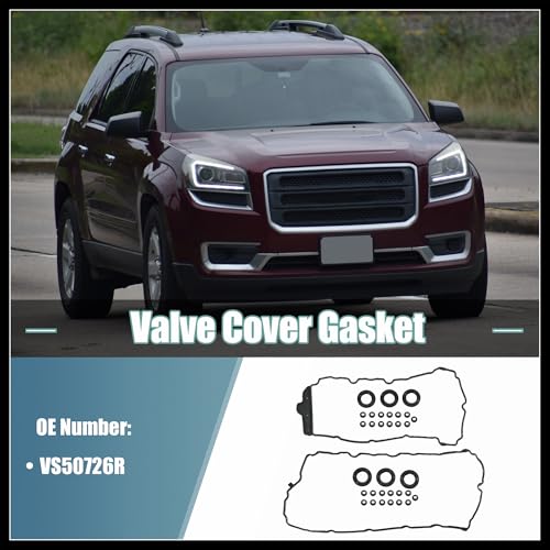 Image of 1 Set Valve Cover Gasket VS50726R for GMC Acadia - 3.6L V6 3564cc 217cid 2007-2008 Rubber Black Durable Material