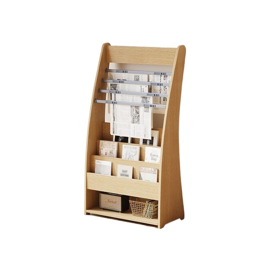 Jianjunchaling Original Wood Newspaper Floor Brochure Journal Bookshelf Magazine Newspaper Rack Storage Information Display Racks For Office, Trade Show, Exhibitions(Original Wood)