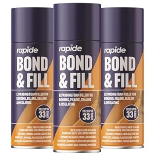 3X BH Bond and Fill Expanding Foam Sealant, Waterproof, Quick Setting, for Walls and Gaps, no Tools Required, 500ML each, Pack of 3