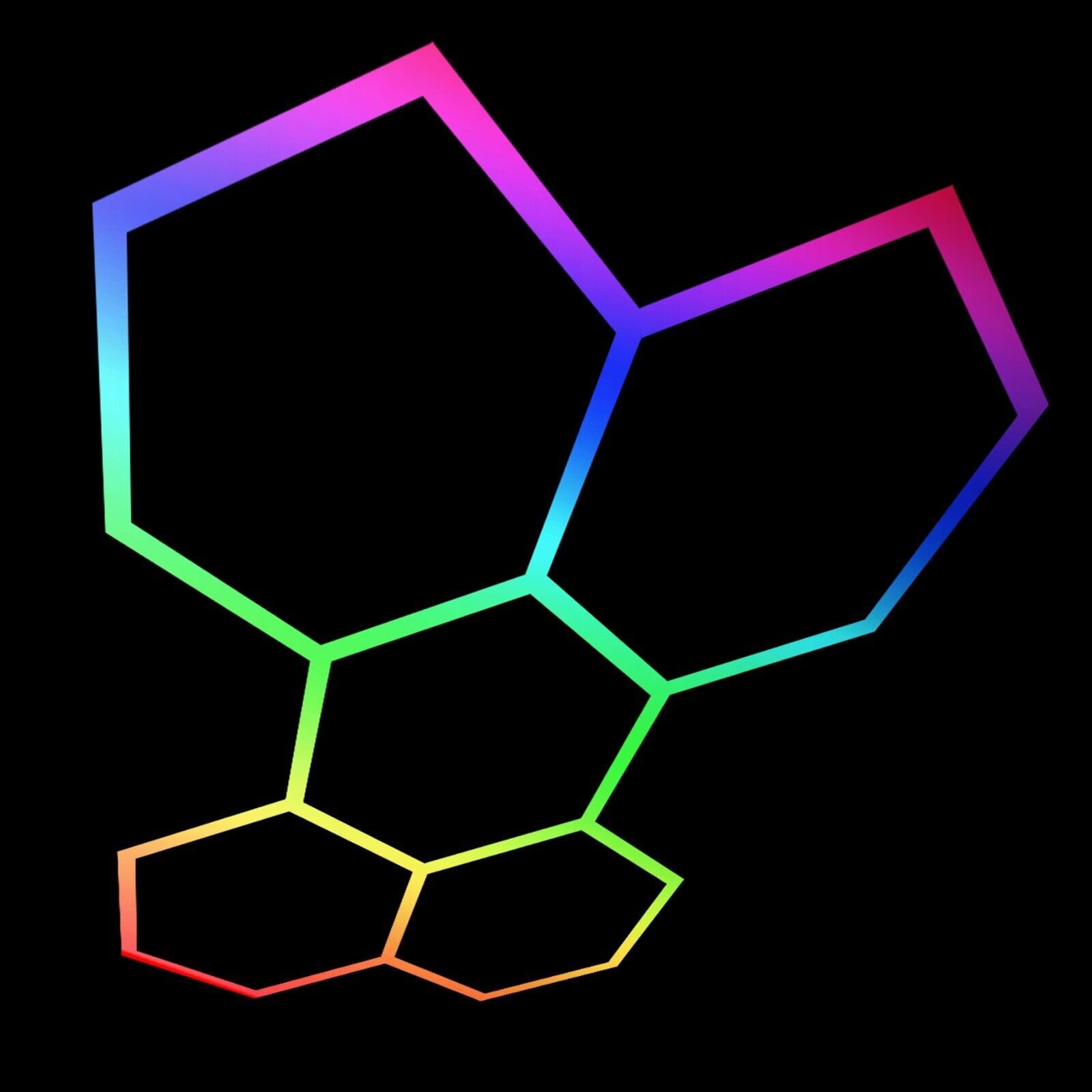 VASTFIRE Luces hexagonales RGB para garaje, 5 unidades, 43 W, 15950 lúmenes, para coche, taller, gimnasio, RGB LED, Honeycomb Hex Iluminación Esports Gaming