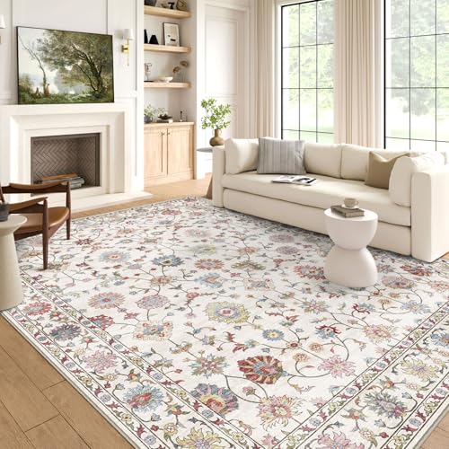 Cream Boho Farmhouse Area Rug