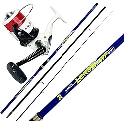 Caña Yuki Surfcasting Combo Surfcasting - Caña de tres secciones, 200 g + carrete y hilo, Talla única