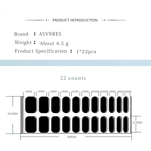 Miniatura 5 de Tiras de uñas de gel semicuradas (negro rey) que funcionan con cualquier lámpara de uñas UV, calidad de salón, larga duración, fácil de aplicar y