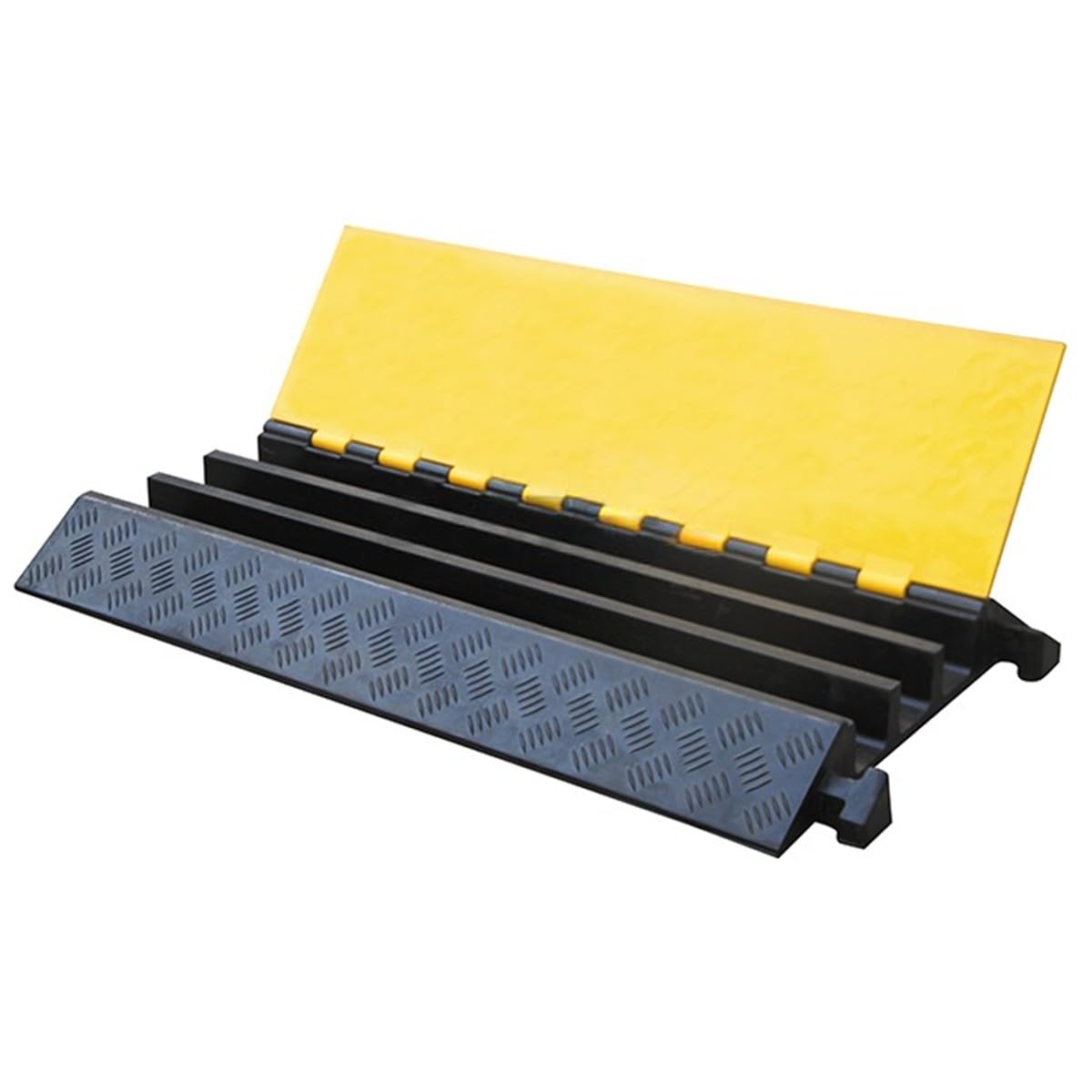 Kable Kontrol Atlas Heavy Duty Cable Protector Ramp - 3 Channel - 1 Pc - 36” Long Black &amp; Yellow – 44000 Lbs Capacity - Rubber Speed Bump Wire Protector Cord Cover – CP9986