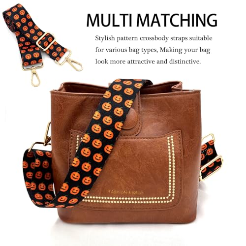 Dsigo Purse Strap, 1.5" Wide Gold Alloy Buckle Floral Printing Crossbody Shoulder Strap for Bag Handbag Crossbody Bags4
