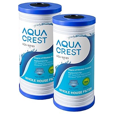 AQUA CREST AP810 Whole House Water Filter Replacement for 3M® Aqua-Pure AP810, AP801, AP811, Whirlpool® WHKF-GD25BB, WHKF-DWHBB, 5 Micron, 10" x 4.5", Well & Tap Water Filter, Pack of 2
