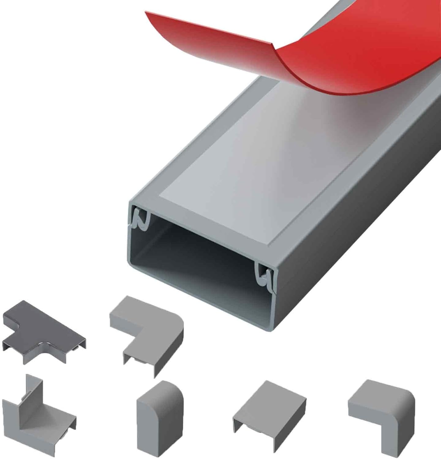 Cord Hider Cord Covers for Wires on Floor, Cable Covers Heavy Duty PVC Duct Self Adhesive, Cable Management Prevent Trip Hazard for Home Office or Outdoor Settings(Gray,3x1.5cm/1.2x0.6in)