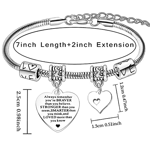 Always Remember You are Braver Than You Believe Inspirational Bracelet for Women Best Friend Motivational Birthday Graduation Gifts for Daughter Sister Niece Friends3