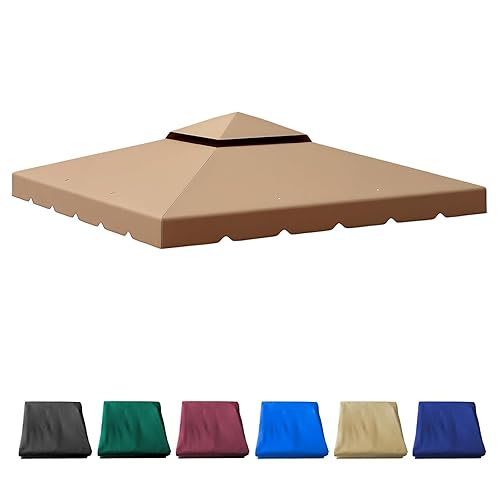 10x10 FT Gazebo Replacement Canopy Top, Double Tiered Gazebo Cover