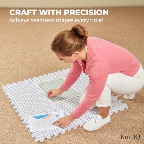 Image of Pack of 9 Blocking Mats for Knitting and Crocheting - Extra Thick Blocking Boards for Crochet Projects - Block Mats for Knitting with Circular Gridlines, 150 T-Pins, and Storage Bag
