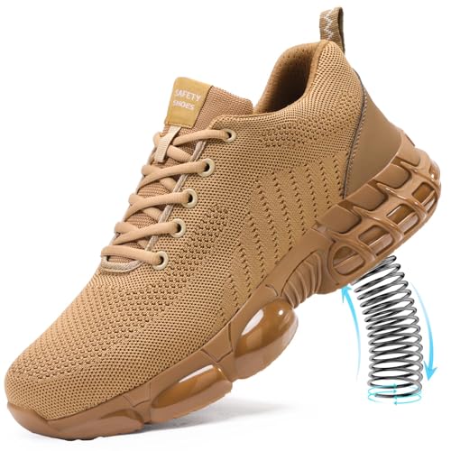 Image of Steel Toe Shoes for Men Lightweight Safety Work Shoes with Kevlar Puncture Resistant Midsole Comfortable Low Top Work Shoes for Warehouse Factory Light Construction
