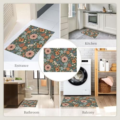 Tapis fleurs de vigne vert forêt pour salon et table basse - 6