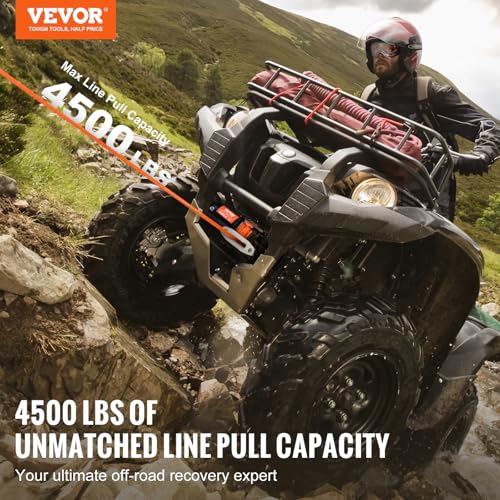 VEVOR Elektrische Seilwinde, 2041 kg, Elektrowinde 12 V DC für Geländefahrzeuge/UTVs, Motorwinde mit...