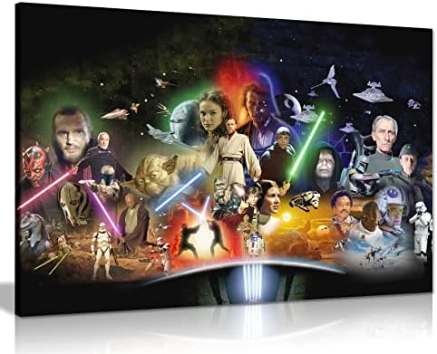 Panther Print, Canvas Wall Art, Framed Artwork for Bedroom or Living Room, Star Wars Collage Movie Canvas, Prints for Special Occasions (30x20 Inch)