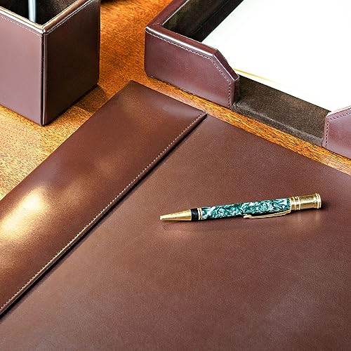 DACASSO Bonded Leather Desk Pad with Side Rails - Luxury Leather Desk Blotter for Writing (30 x 18, Brown) by Dacasso - Image 4