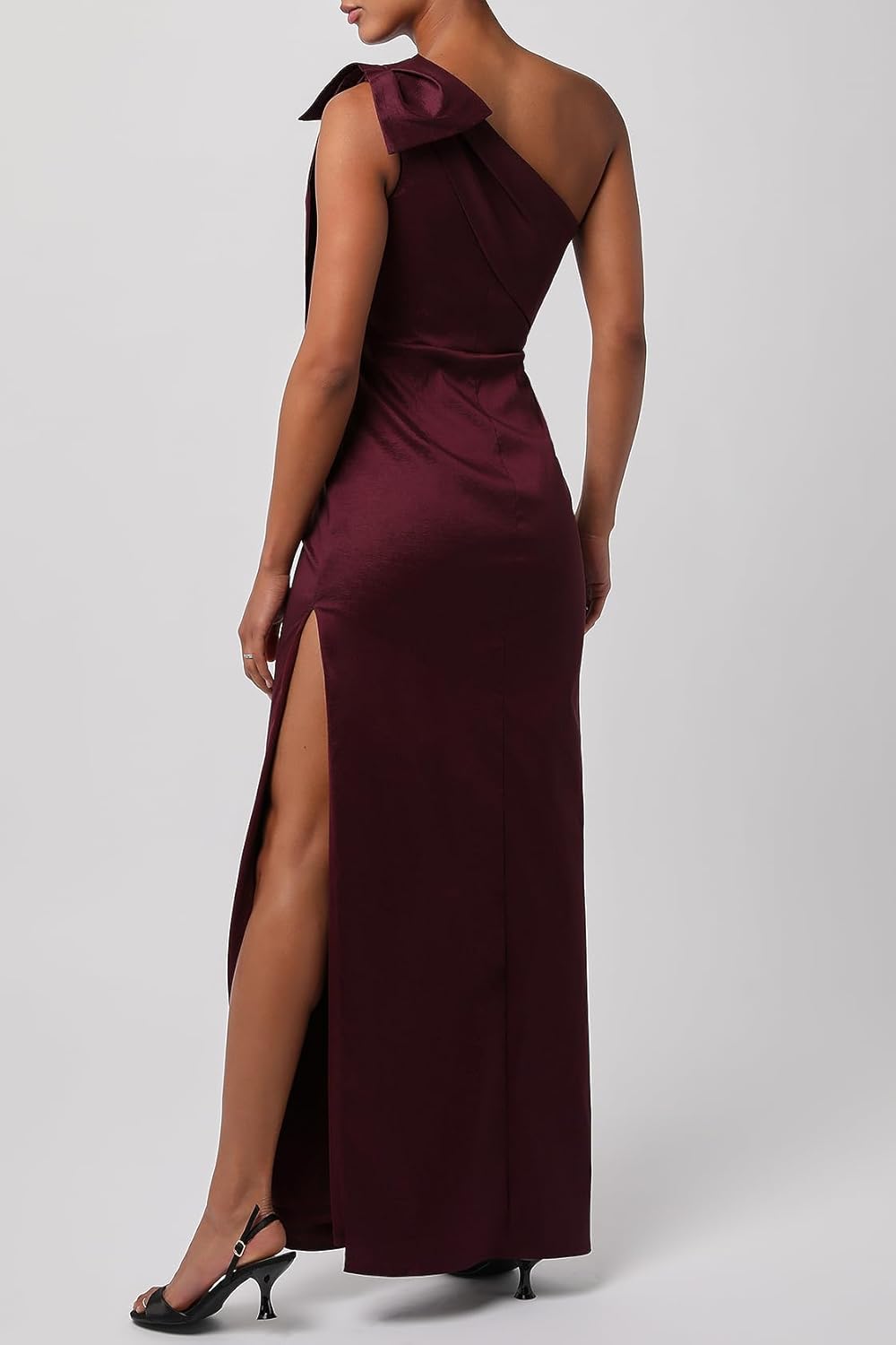 Lulus Womens Opal One Shoulder Column Maxi Dress with Bow - Image 2