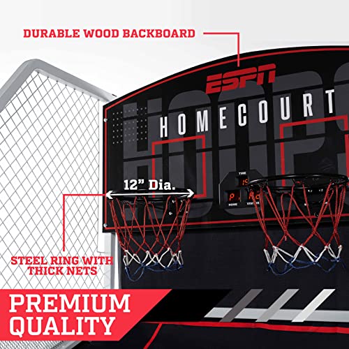 ESPN 2-Player Indoor Basketball Arcade Game Premium (Steel Cage and Frame) with LED Scoring, 8 Game Options, Arcade Sound Effects