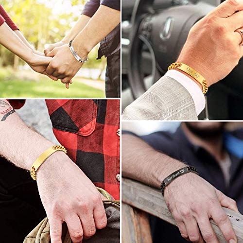 Findchic Thick Cuban Link Identity Name Plate Id Bracelet For Men Stainless Steel Chunky 8.3Inch 10Mm Bangle Custom Bar Bracelets Couples Matching Jewelry Gifts #TOP4