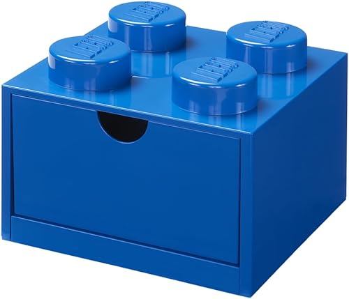 LEGO - Cajón de escritorio con 4 perillas, color azul, caja de almacenamiento apilable, 6.220 x 6.220 x 4.449 in, capacidad de 2.9 L, almacenamiento
