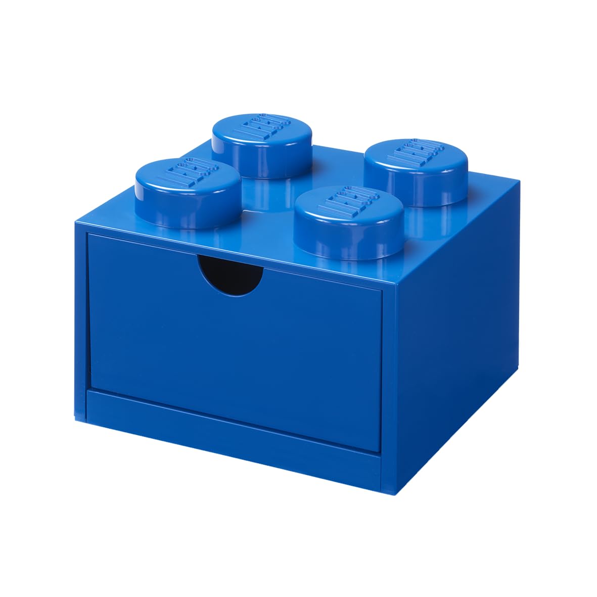 LEGO Small Stackable Storage Box with Drawer – 4 Knobs, 2.9 L, Blue | Plastic Desk Organizer for Kids, Adults | Stackable Toy Storage Box, Office Desk Drawer, LEGO Accessories Organizer
