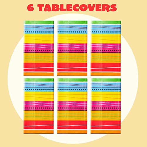 Image of JOYIN 6 pcs Cinco De Mayo Printed Plastic Tablecover w /Multi Color Style (54 x 108 INCHES) for Fiesta, Taco Night, Birthday, and Mexican Themed Party (Pack of 2)