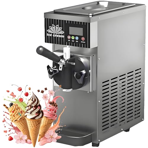 GLBMXDD Máquina Comercial para Hacer Helados, máquina de Helado Suave de un Solo Sabor, 4-5 kg/h, con preenfriamiento, autolimpieza, tolva de 4,5 L para restaurantes y Bares. Gray