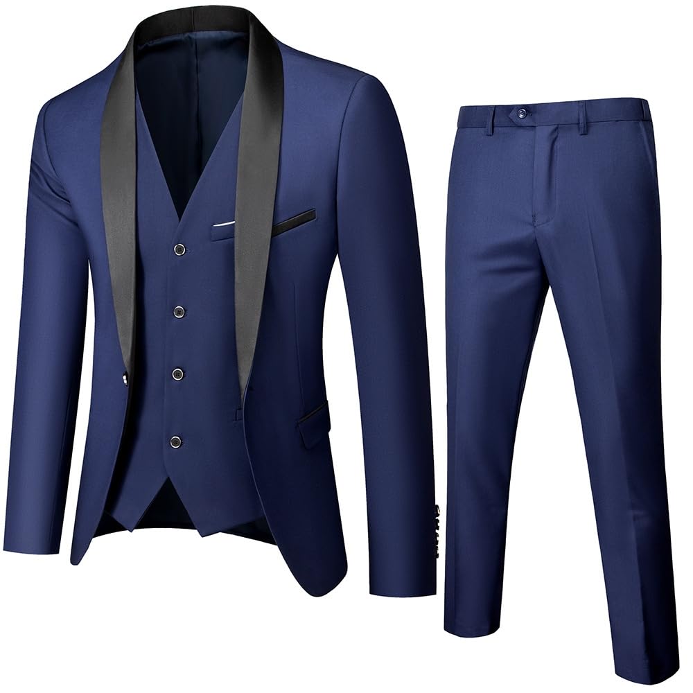 Traje de novio clásico de 2 piezas para hombre, ajuste delgado, 1 botón, solapa y pantalones