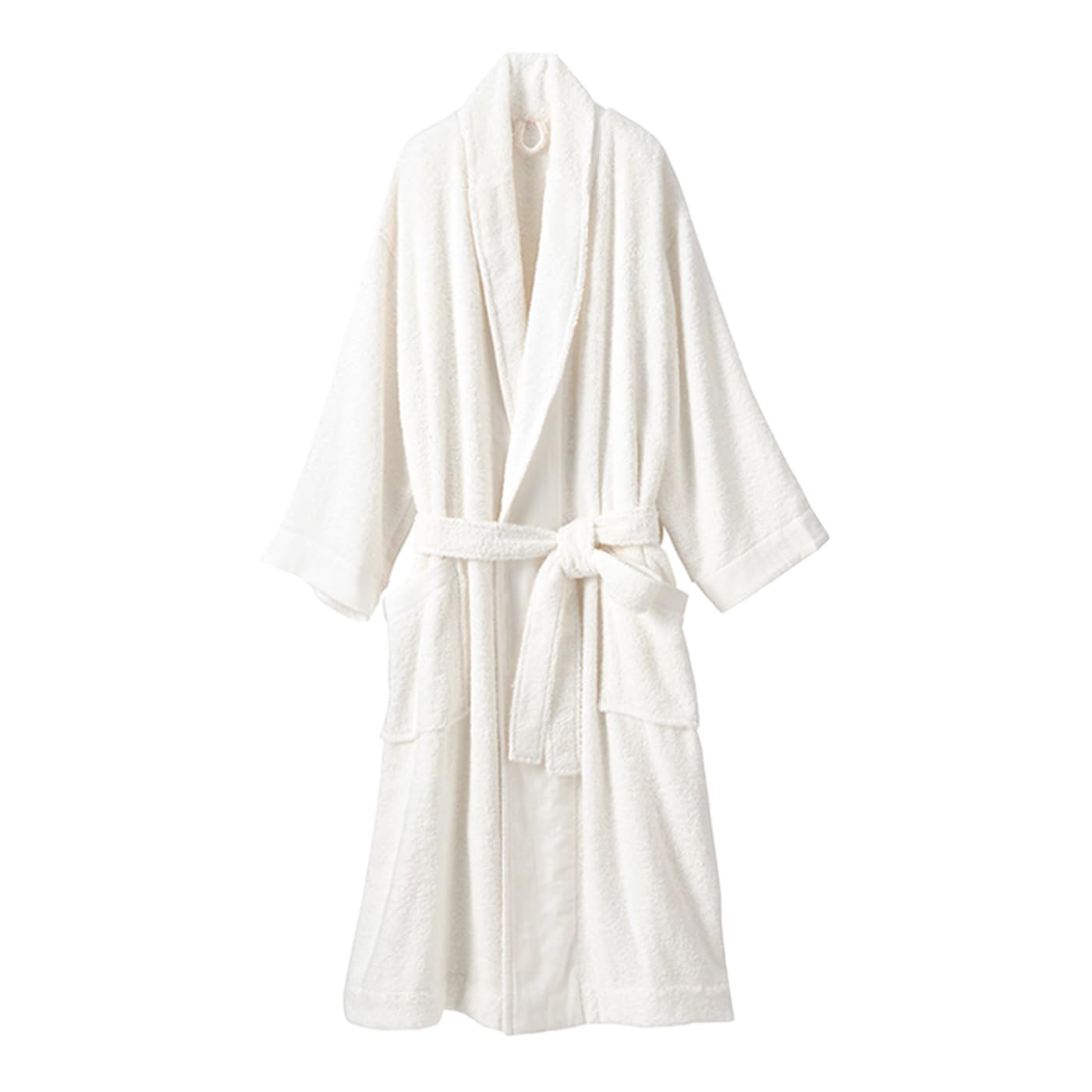 Miękki lekki bawełniany szlafrok dla kobiet mężczyzn, cienki szlafrok unisex średniej długości, solidny pluszowy szlafrok w stylu kimono, biały XL