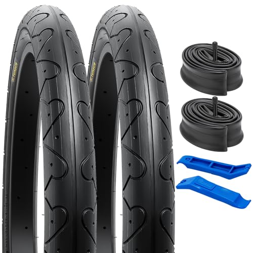 YunSCM 2本セット,20 2.125 タイヤ,20x2.125 57-406 自転車タイヤ+ 20x1.75/2.125 チューブ米式バルブ32mm+タイヤレバー,適用 20インチ 2.125 マウンテンバイク、子供用自転車,Y-1099