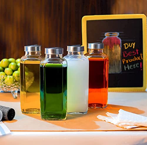 Image of Glass Water Bottle 1000ml Pack of 3, Borosilicate Square Glass Bottle with Stainless Steel Leakproof Lid, BPA Free Reusable Wide Mouth Glass Juice Bottle for Water, Smoothies, Gym & Kitchen
