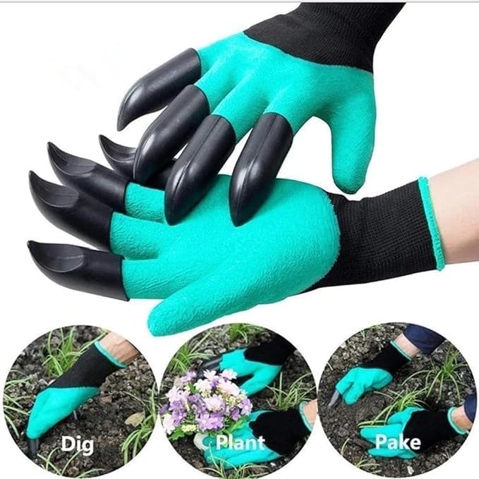 2 Pairs Garden Gloves with Claws for Women and Men Both Hands Gardening Work Gloves Garden Gloves Yard Work Safe Gloves for Easy Digging Planting - Image 5