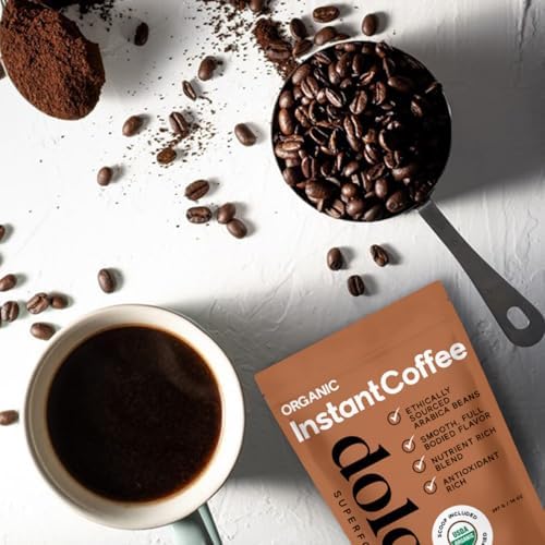 Miniatura 9 de Dolce Superfoods Café instantáneo orgánico - Certificado USDA, sabor audaz y suave, 14 onzas aptas para viajes, sin aditivos, sin OMG