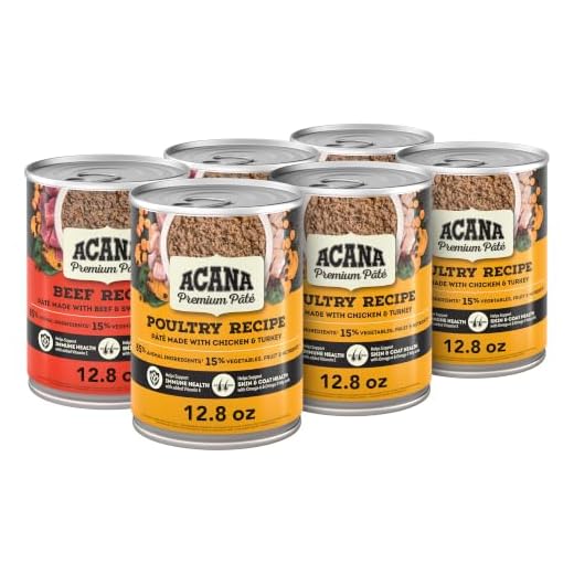 ACANA Premium Pate in Bone Broth Grain-Free Wet Dog Food Variety Pack: Beef + Poultry Recipes 12.8oz Cans (6 Count, 3 of Each)