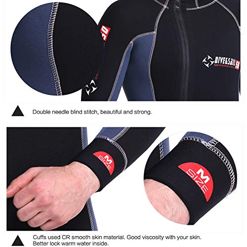 Muta da uomo calda ultra elasticizzata in neoprene, 5 mm, invernale, calda cerniera frontale a tutto corpo, 2 pezzi con cappuccio a prova di freddo, per snorkeling, surf, XXL
