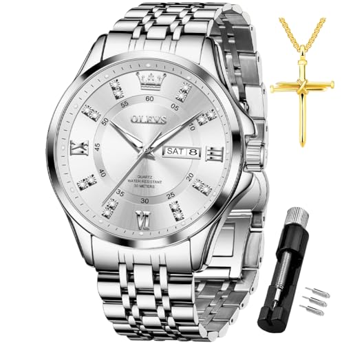 Image of OLEVS Men Leather Watches Black Ultra Thin 6.5mm Minimalist Dress Fashion Simple Casual Waterproof Date Watch for Men