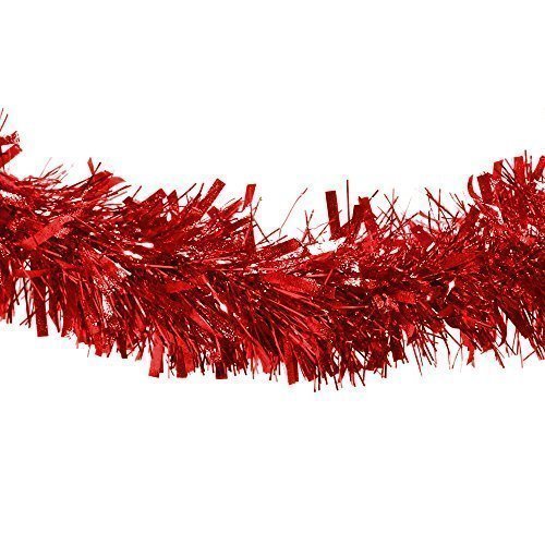 Robelli Thick Deluxe Luxury Metallic Christmas Tree Tinsel Decoration - 2 meters (1, Red)