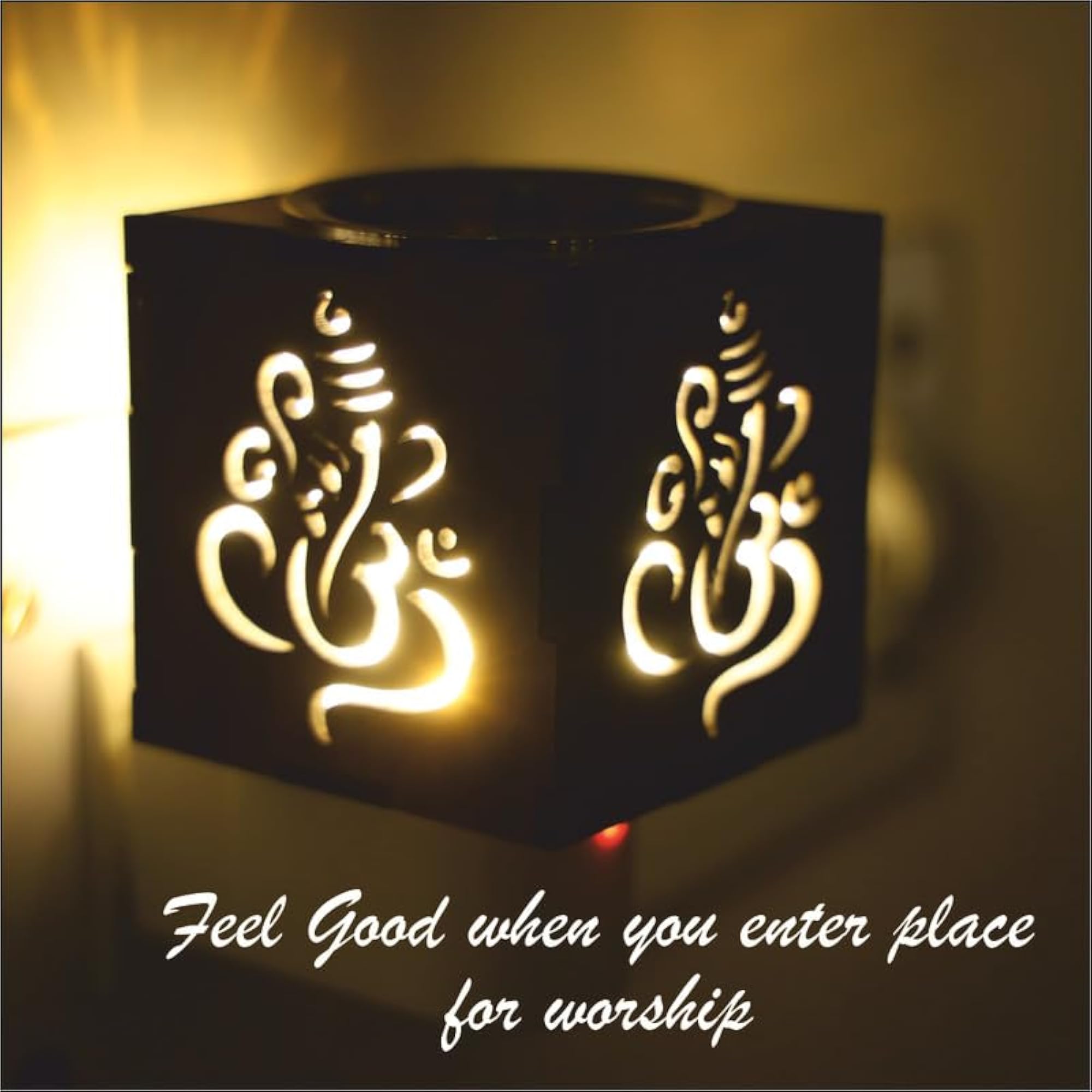 Premium Wooden Brown Electric Aroma Diffuser Lamp with Night Light
