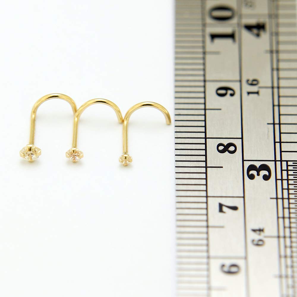 Monster Piercing | 9K Gold Echtgold | Nasenpiercing Nasenstecker Stud | Kristallstein | Stabstärke: 20G (0,8 mm) | Stablänge: 7mm | Steingröße: 1,5mm bis 2,5mm | Hypoallergen