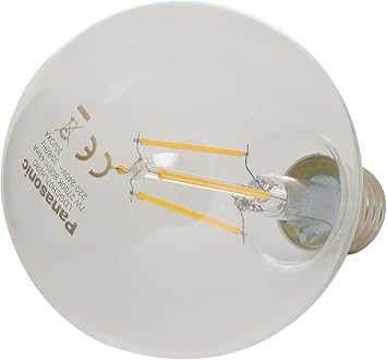 Panasonic E27 Led Filament Lamp, Yellow Light (2700K), 7W, 806 Lumens, G95